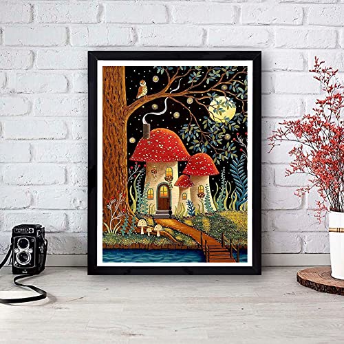 Vigegu Diamond Painting Kits For Adults,Mushroom House Tree Moon Diy 5D Diamond Art Kits Full Round Drill Diamond Dots Painting With Diamonds Gem Art And Crafts For Home Decor And Gifts12X16Inch #TOP3