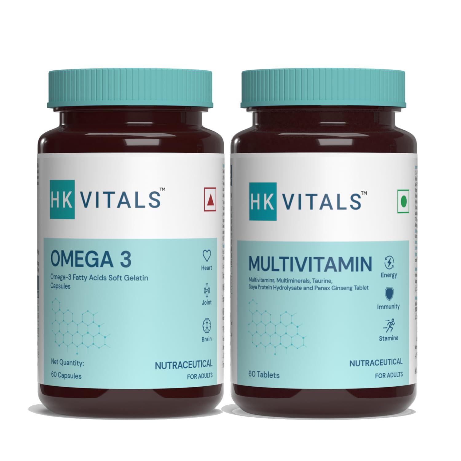 HealthKart HK Vitals Omega 3 Supplement and Multivitamin Combo, Pack of
