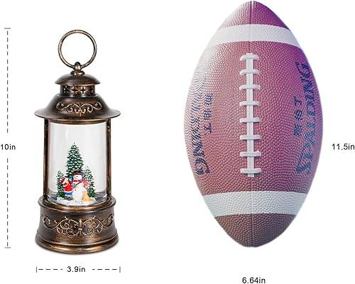 Miniatura 4 de Christmas Snow Globe Lantern Musical,6H Timer Cylinder Glitter Snow Globe,Bronze Snow Globes Christmas with Music Box Including 8 Songs,Lantern with