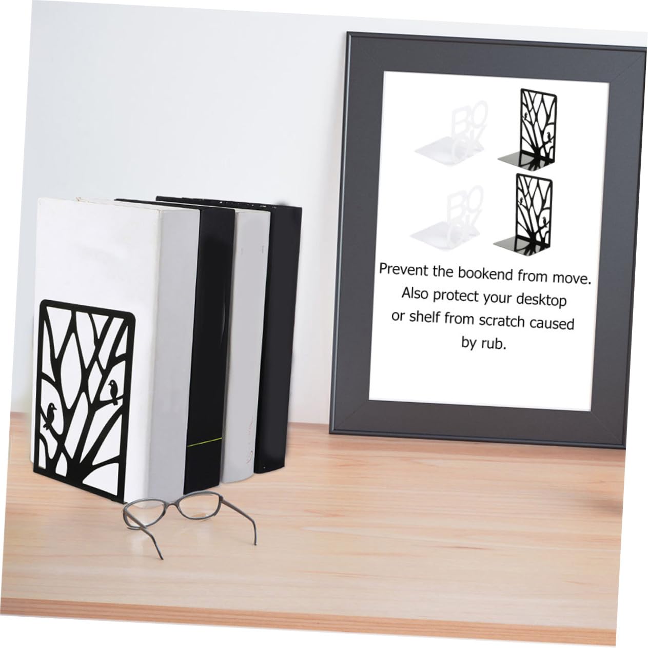 Fermalibri in Ferro per Mensole e Scrivania, 2 Paia, Design L-shaped Moderno e Stabile per Organizzazione Libri