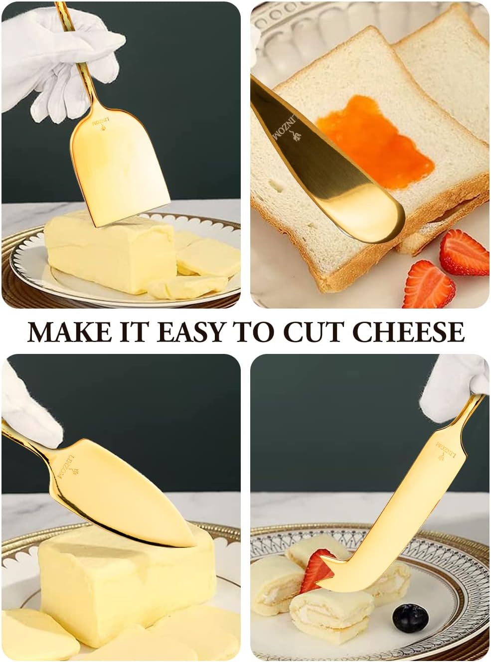 Buy LINZOM Gold Cheese Knives, Gold Cheese Knife Set for Charcuterie