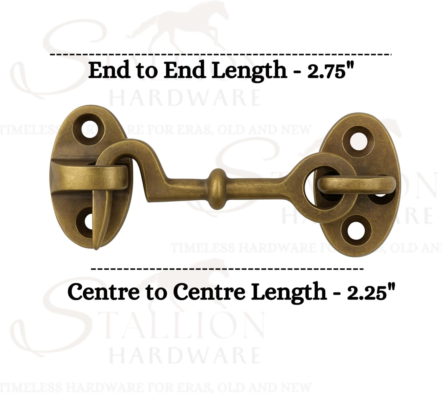 2.75 Inch Solid Brass Cabin Hook Latch – Vintage Antique Finish Hook and Eye for Windows, Cabinets, Barn Doors, Small Shutters & DIY Projects – Decorative Brass Hardware