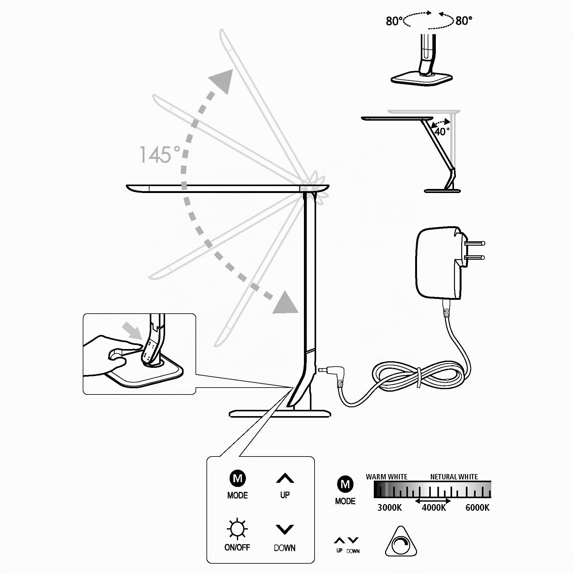 EGLO LED Tischlampe Sellano, 1 flammige Tischleuchte mit Touch | Farbtemperaturwechsel (warm, neutral, kalt), dimmbar, Schreibtischlampe aus hochwertigem Kunststoff, Stahl, Bürolampe in Weiß