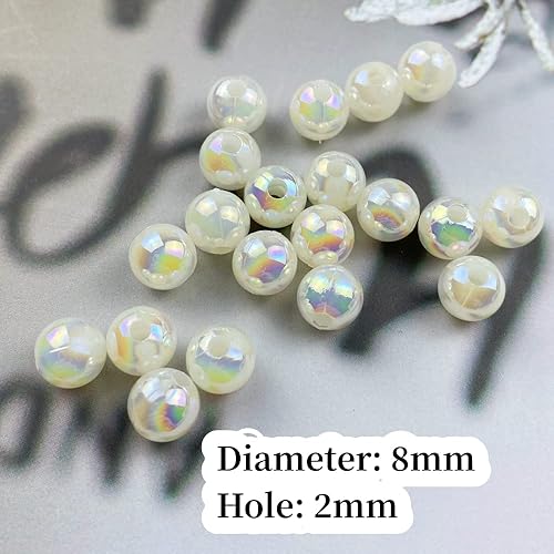 Miniatura 3 de 300 cuentas de perlas para manualidades de 0.315 pulgadas (0.315 in) de colores AB, cuentas redondas sueltas para collares, pulseras, aretes,