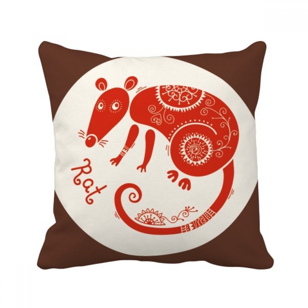 Housse de coussin Rat zodiaque chinois rouge de haute qualité décorative avec insert