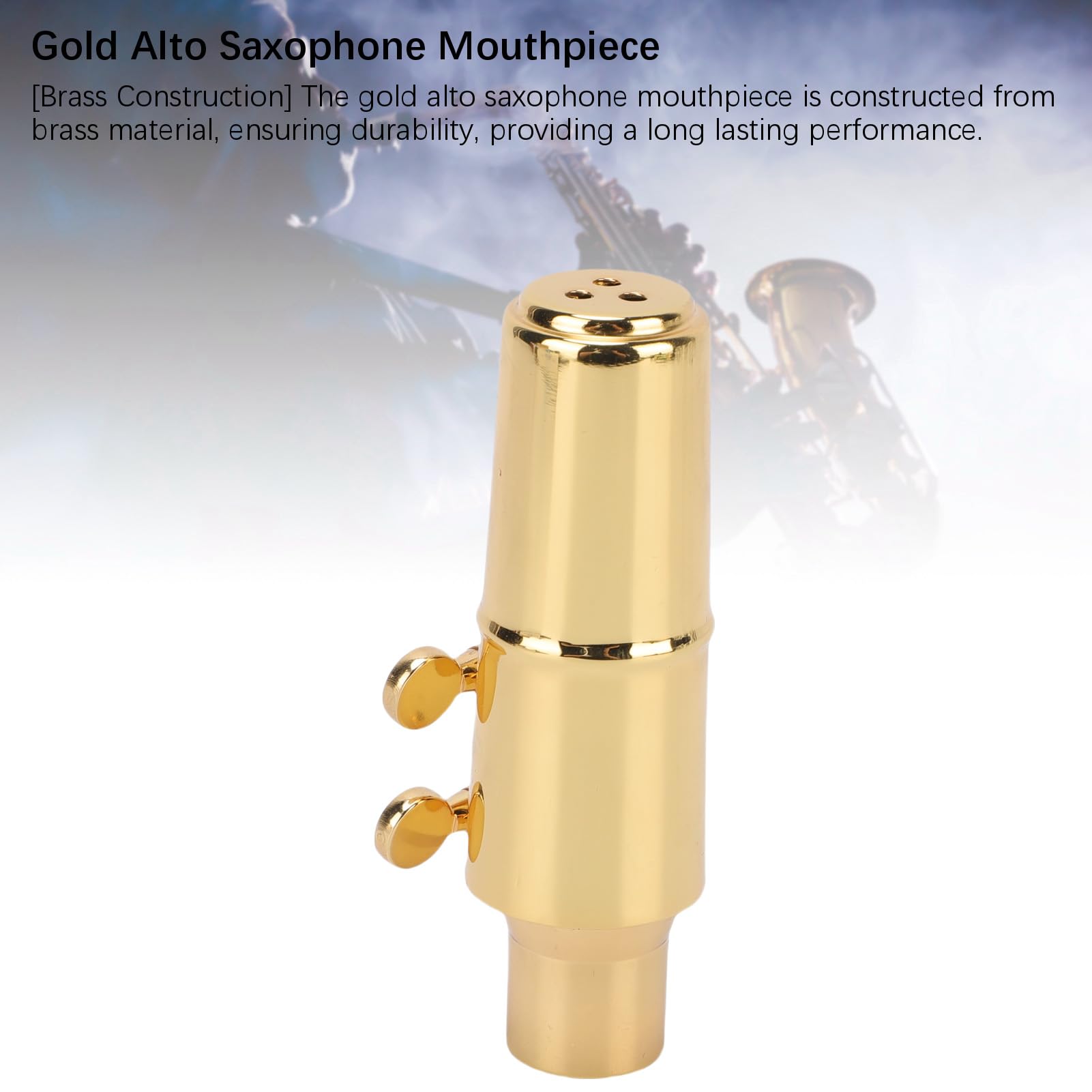 Kadimendium Zestaw Ustników do Saksofonu Altowego Premium Resonance Gold Brass C-6 Ustnik z nasadką i ligaturą dla Saksofonistów o Czystych i Skupionych Tonach