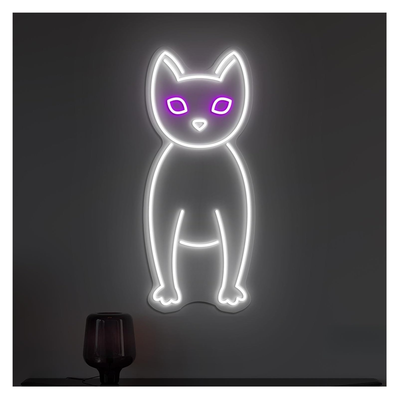RONGCH Hanging Art Neon Signs Cat Neon Sign, Suitable for Kids Room Wall Decor with Brightness Adjustable 46cm(A)