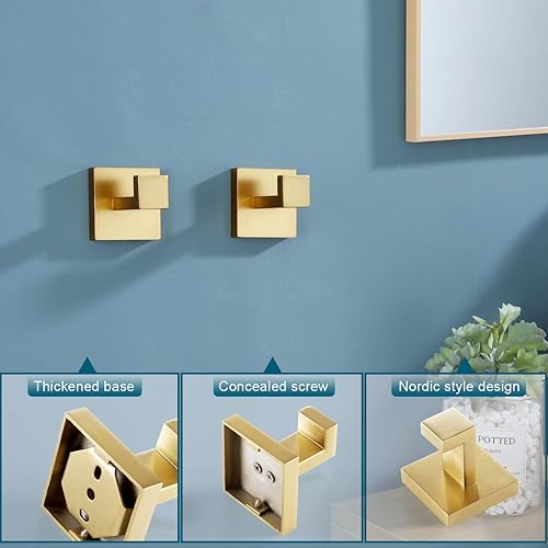Vista 36 de KOKOSIRI Bathoom - Gancho para toallas, montaje en pared, cuadrado, para bata de baño, gancho para abrigos, cocina, garaje, resistente, acero Cromo