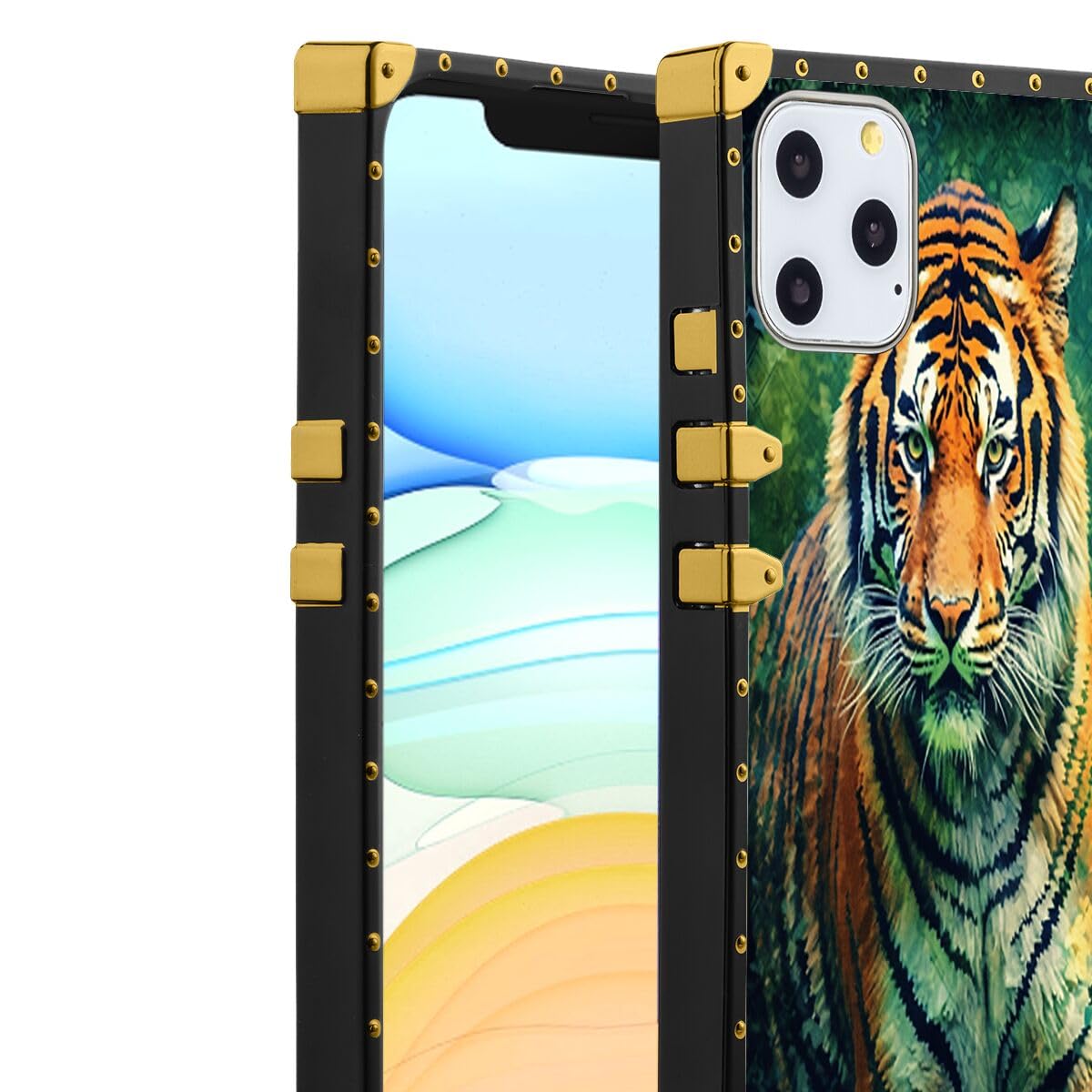Phone Case for iPhone 11 Pro with Tiger Designer Art056 Pattern Design Black Soft TPU Slim Fit Anti Scratched Protection Cover Case