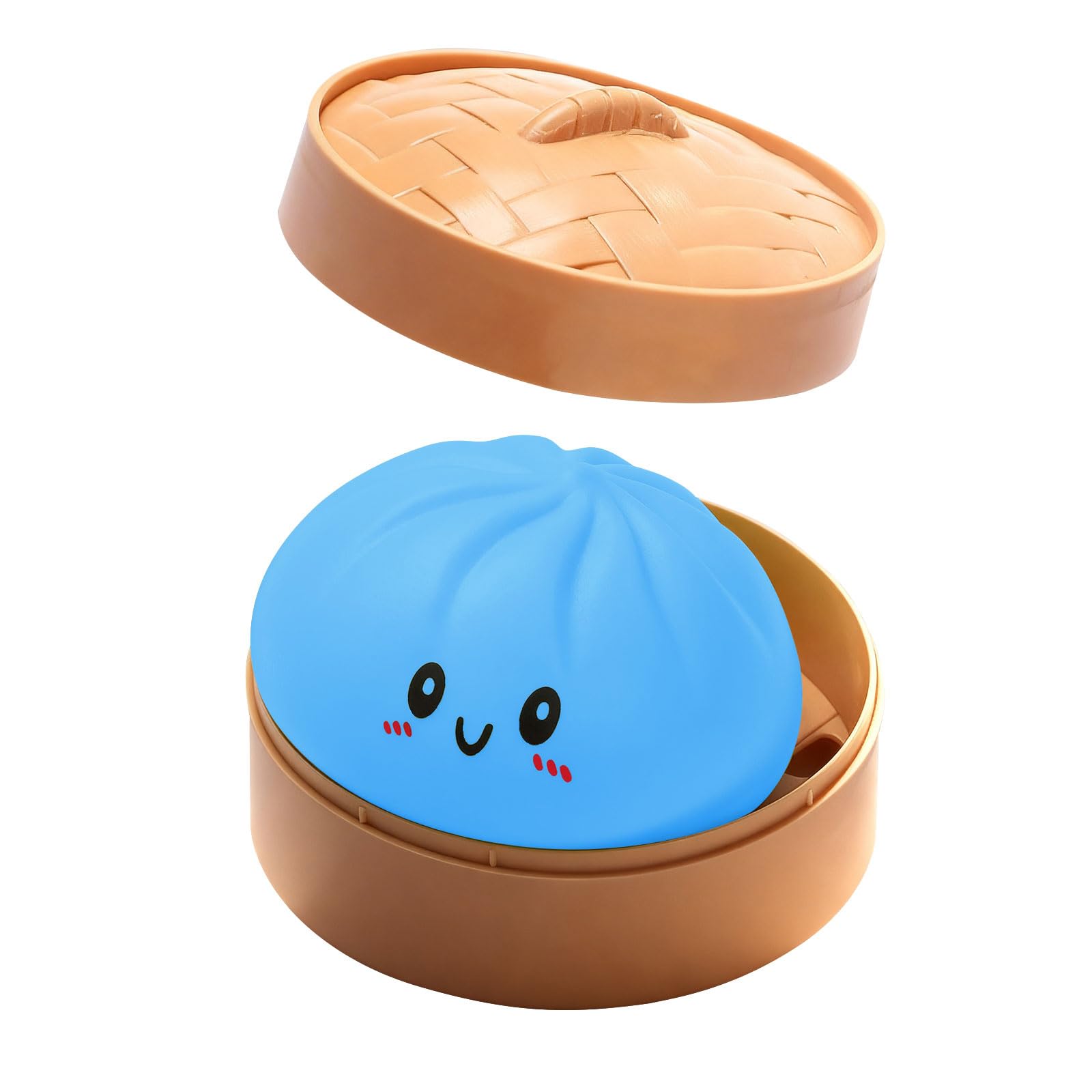 Giant Dumpling Squeeze Toy with Steamer Box, Mystery Glitter Dumpling Squishies Stress Ball Fidget Sensory Toy, Soft Squeeze Decompression Dough for Stress Relief, Cute Food Shaped Gift for Adults