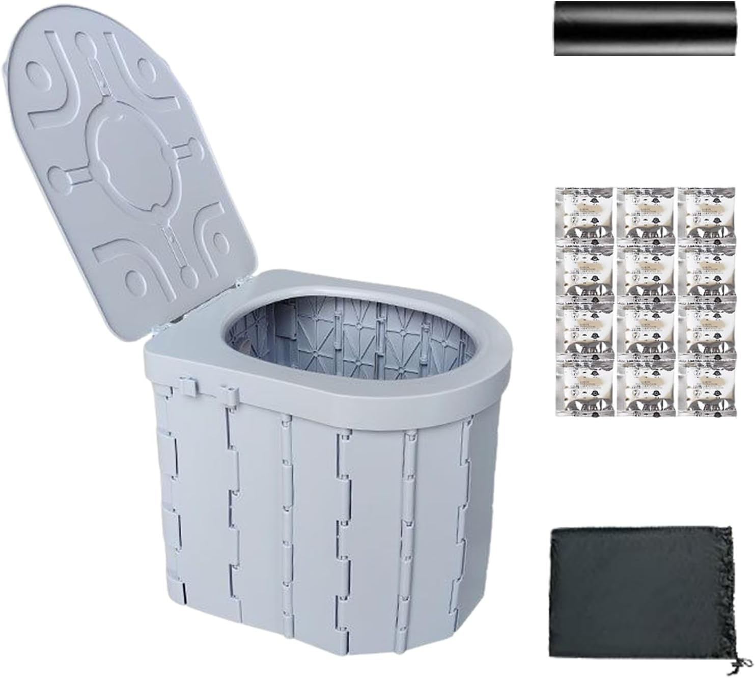 携帯トイレ - 蓋付き収納袋付きキャンピングトイレ,ペーパーホルダー付き衛生用品、ドライバー・ハイキング・ビーチ・アウトドア・インド