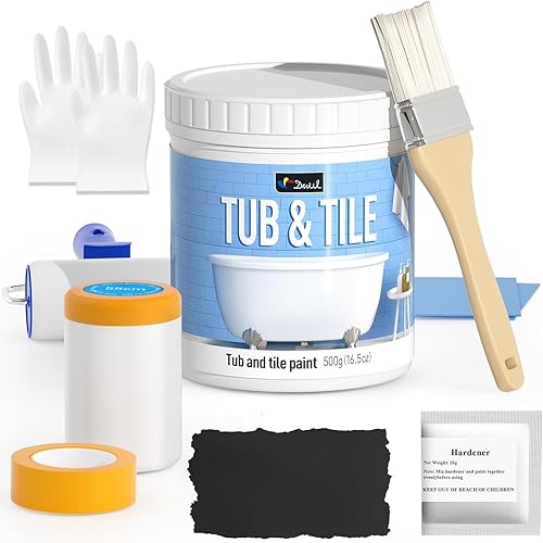 DWIL Pintura para Azulejos, Kit de Renovación de Bañera y Azulejos con Herramientas, Pintura para Bañera a Base de Agua y Bajo Olor, Fácil de Usar