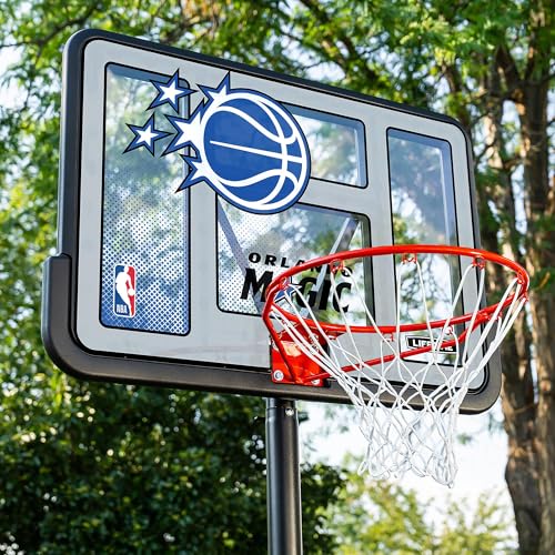 Image of Lifetime NBA Orlando Magic Portable Basketball Hoop, Adjustable Height 7.5-10 Ft, 44 Inch Shatterproof Fusion Backboard, Base with Wheels