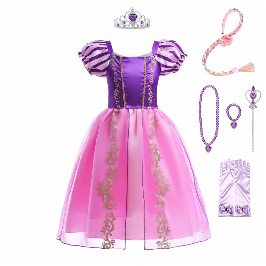 Lito Angels Purple Long Hair Princess Costume with Accessories, Age 5 Years โ image 1