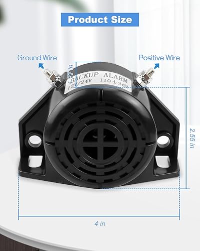 Miniatura 3 de ANODZU Alarma de respaldo de 12 V-24 V 110  3 DB fuerte impermeable para semi camiones, furgonetas, automóviles, motocicletas, vehículos,