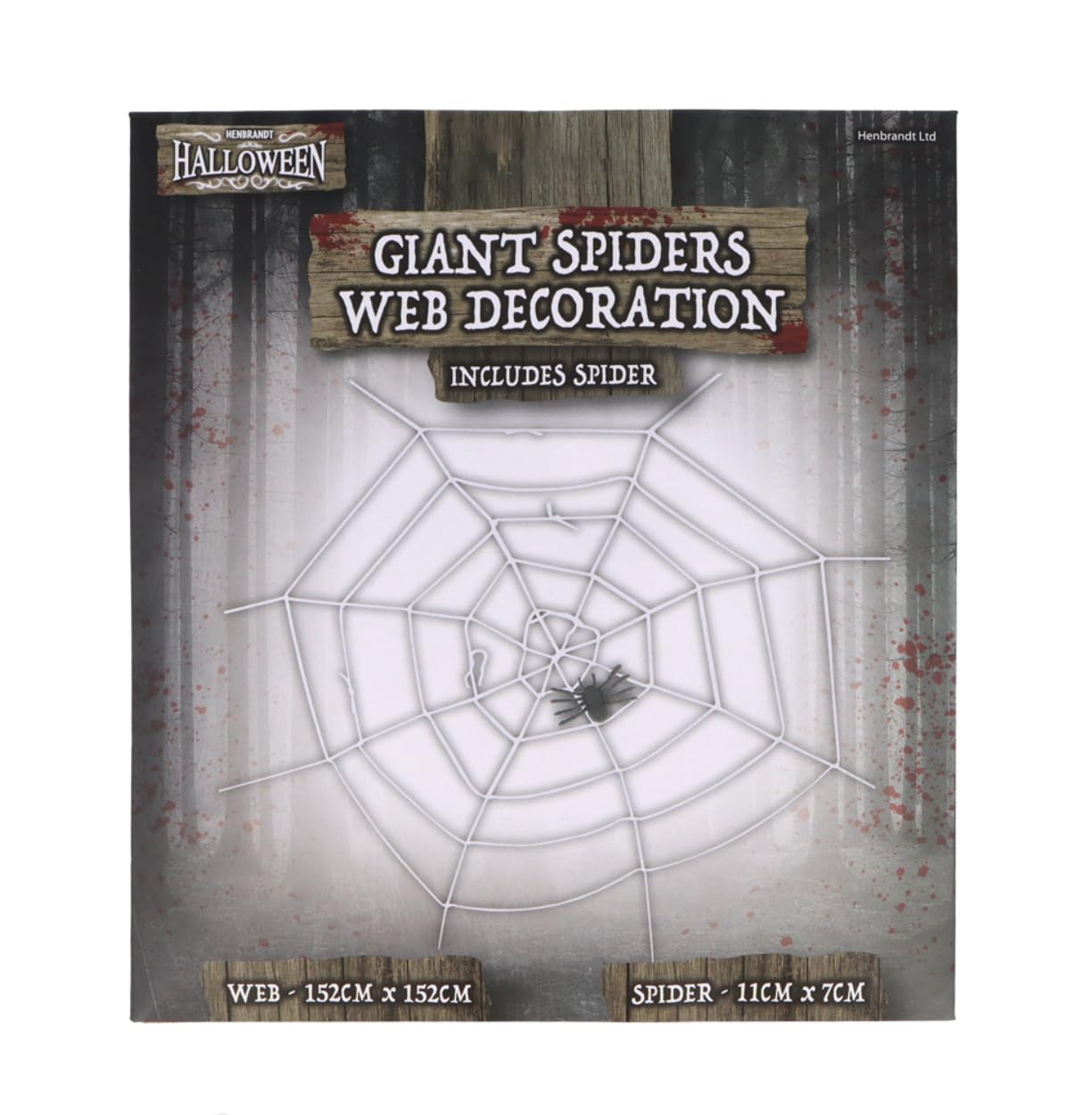 Henbrandt White Halloween Giant Spider Web Decoration 152X152cm Realistic Creepy Spooky Party Prop Indoor Outdoor Haunted House Decor With Included Detailed Spider