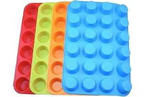 Qtopun 4 Pack 24 Cups Mini Cupcake Silicone Mold