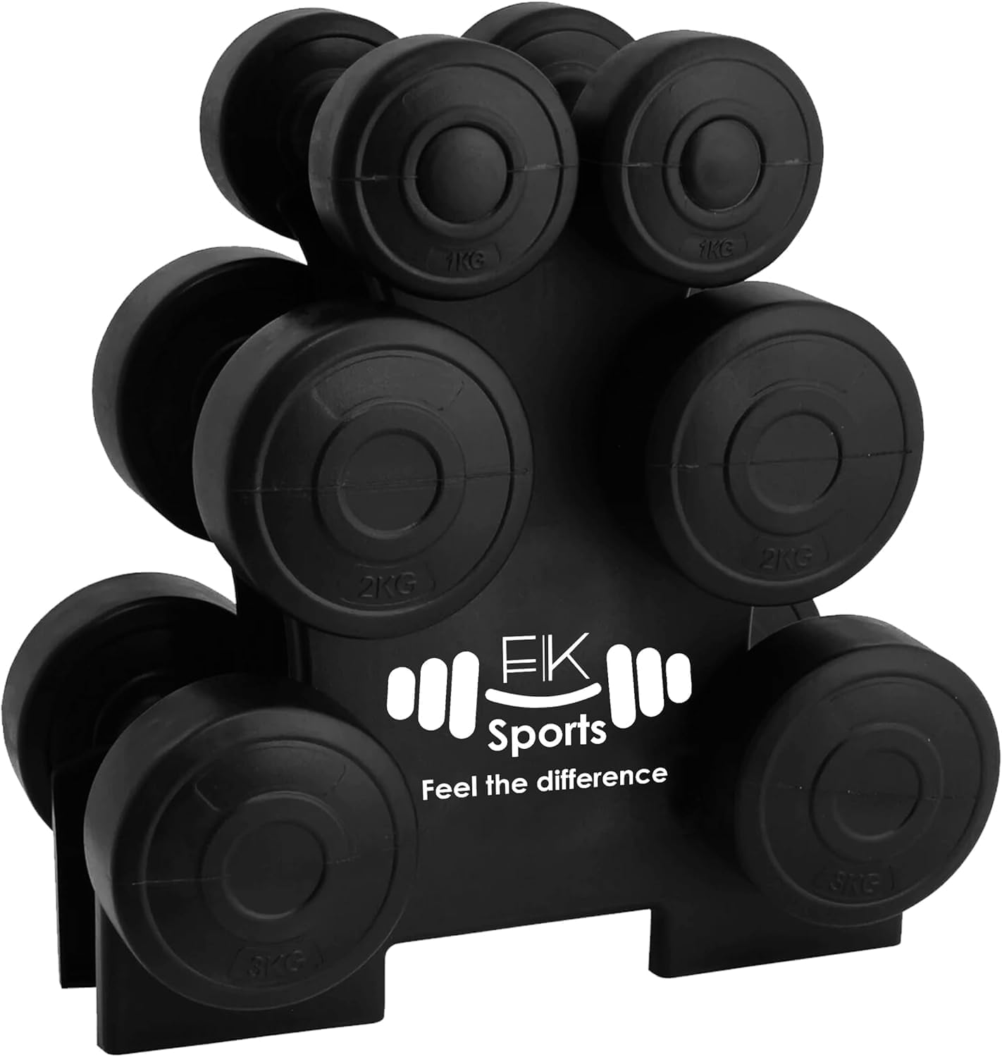 FK Sports Dumbbells, Weight Set 2.5Kg, 5kg, 7.5kg, 10kg,12kg, 12.5kg, 15kg, 20Kg In Pair - Hex Dumbbell for Women & Men - Gym Equipment for Home - Weights Dumbbell Set (12KG Dumbbells With Rack Set)