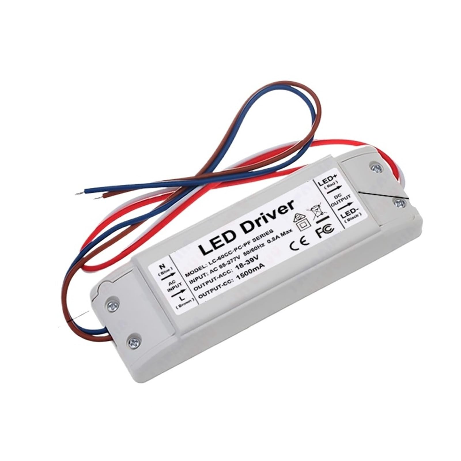 PWANUIGTE 40W 50W 60W LED Driver Constant Current 450mA 600mA 900mA 1200mA 1500mA 1800mA 2100mA Power Lighting Transformer(450mA 54-96V PC)