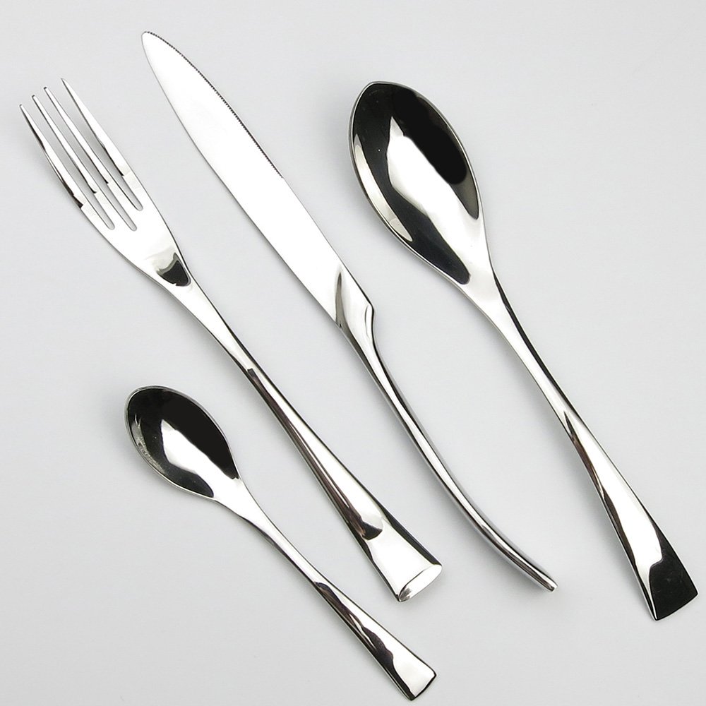 Set di posate in argento, 24 pezzi, set da tavola in acciaio inossidabile, spesso, coltello cena, forchetta, stoviglie pranzo occidentali for 6 persone