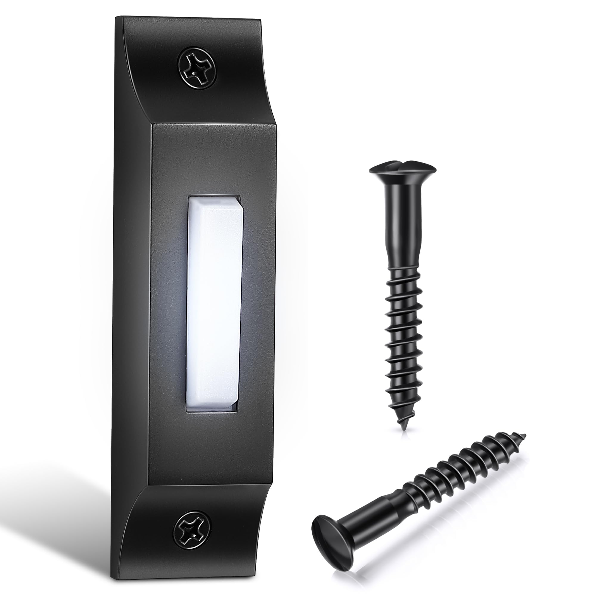 Enhon Lighted Wired Doorbell Button, Metal Wall Mount Push Button, Black