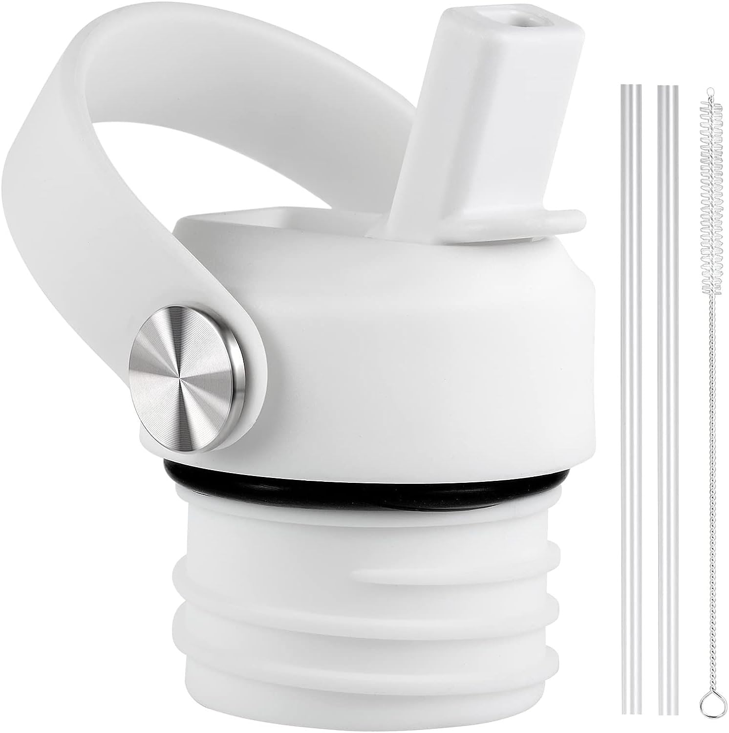 Amazon.com : VGHNQ White Straw Lid for Hydro Flask Standard Mouth 18 21 24  oz, Replacement Sport Cap with Handle, BPA-Free Straw Lid with 2 Straws +  Brush, for Office School Travel