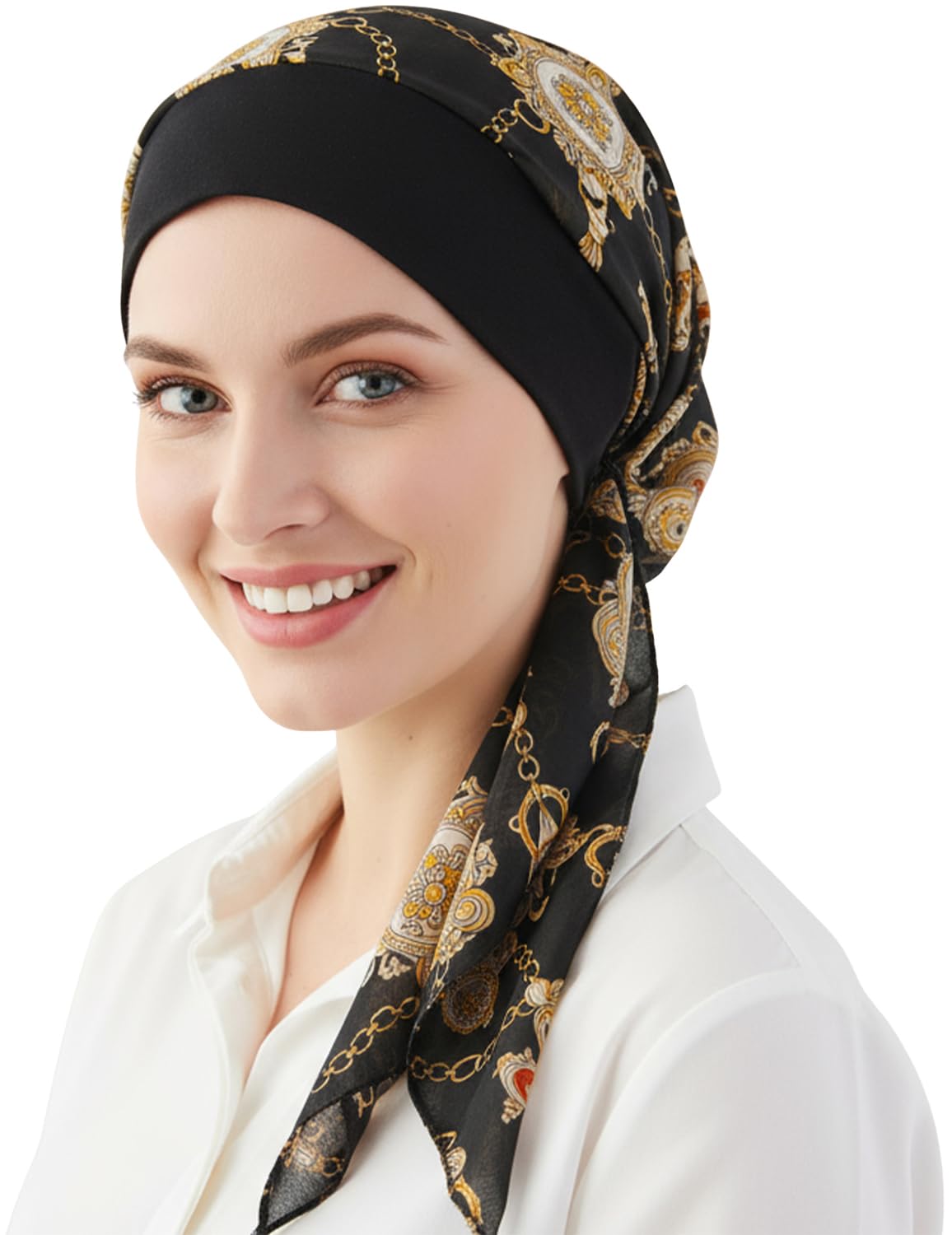 Fadachy Women's Pastoral-Black Print Chemo Headwear For Head Scarfs Turbans Uk Cancer Scarves Bandanas Hat Turban Cap With Head Scarves Headwear Bandana Tichel For Cancer