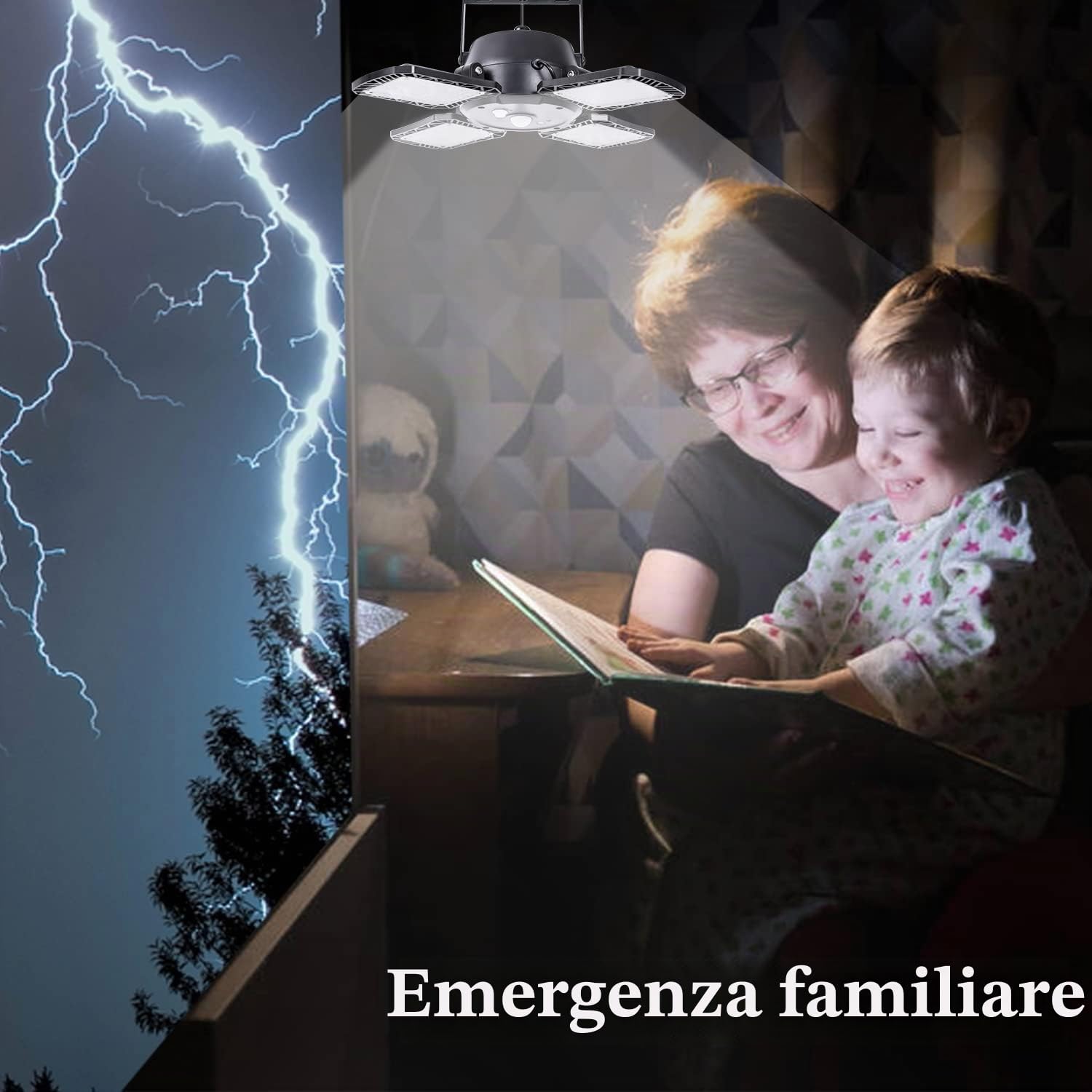 Lampada Solare a Sospensione con Telecomando, Faro Solare con 128 LED, 4400mAh, cavo da 5m, impermeabile, rilevatore di movimento, 4 modalità, per interni ed esterni Giardino Campeggio Pollaio Serra