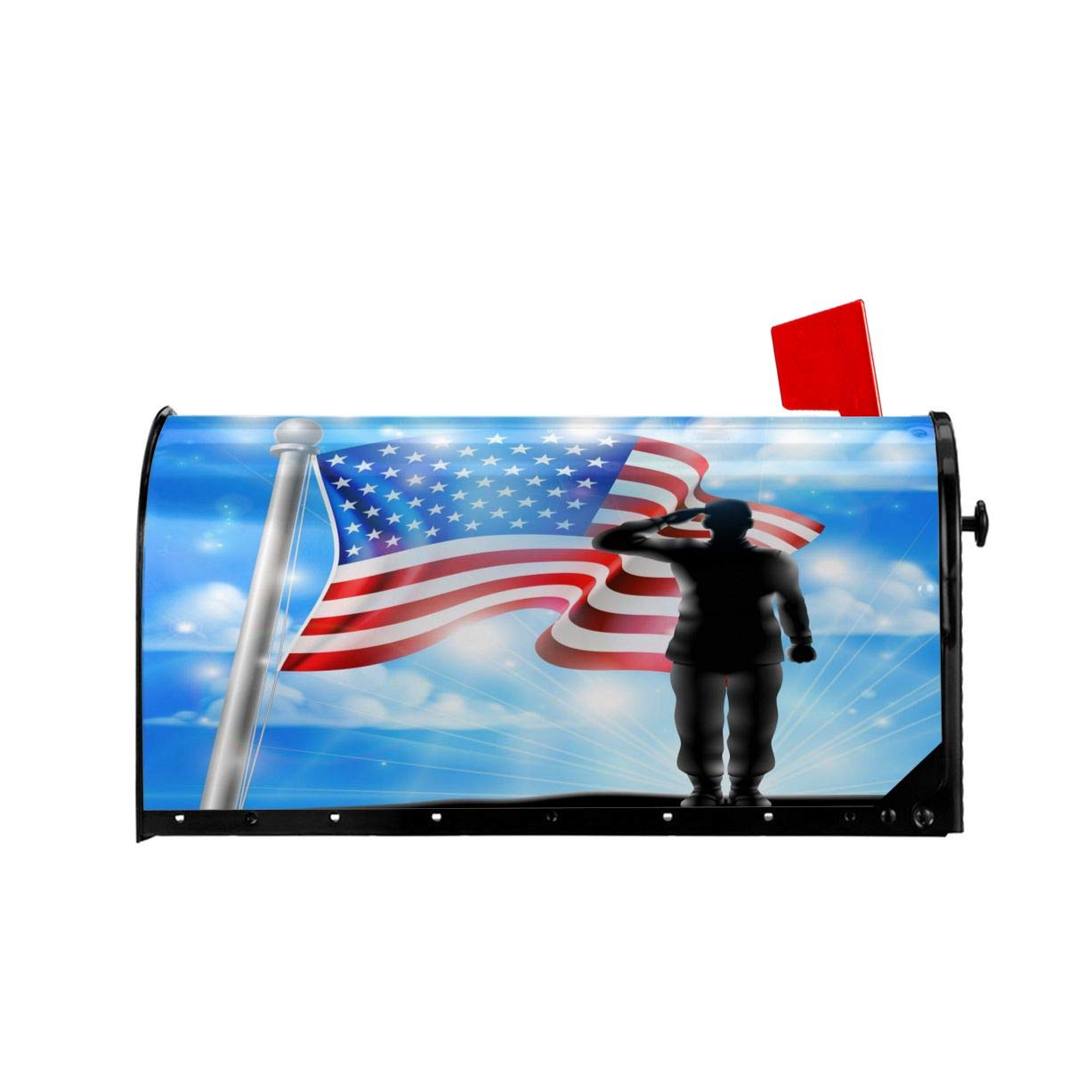 American Flag Silhouette Soldier Memorial Day Mailbox Covers Magnetic Mailbox Wraps Post Letter Box Cover Standard Oversize 21 X 18 Mailwrap Garden Home Decor