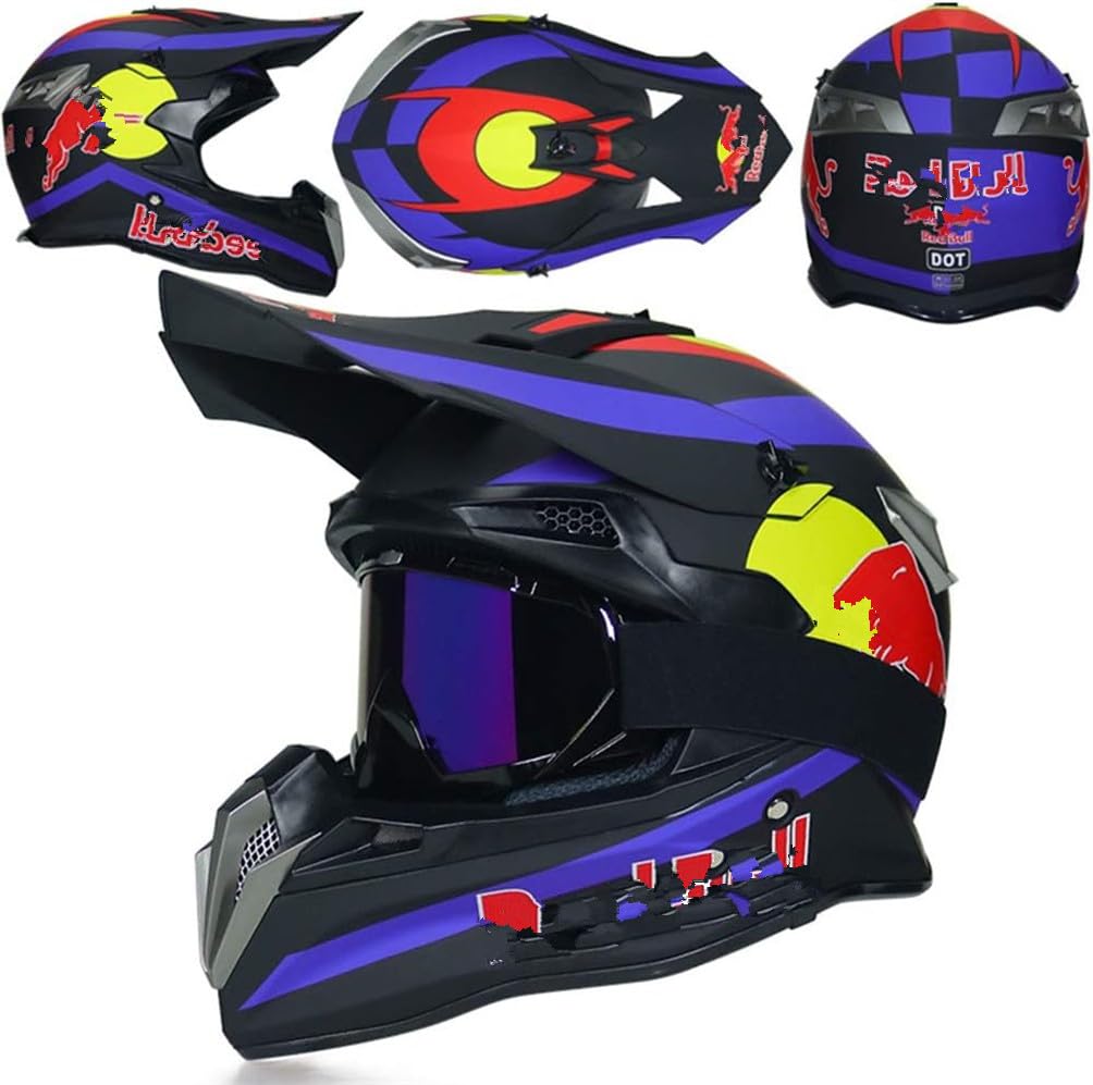 Casque Motocross Intégral DOT Avec Lunettes - Homme Femme Enfant Dirt Bike