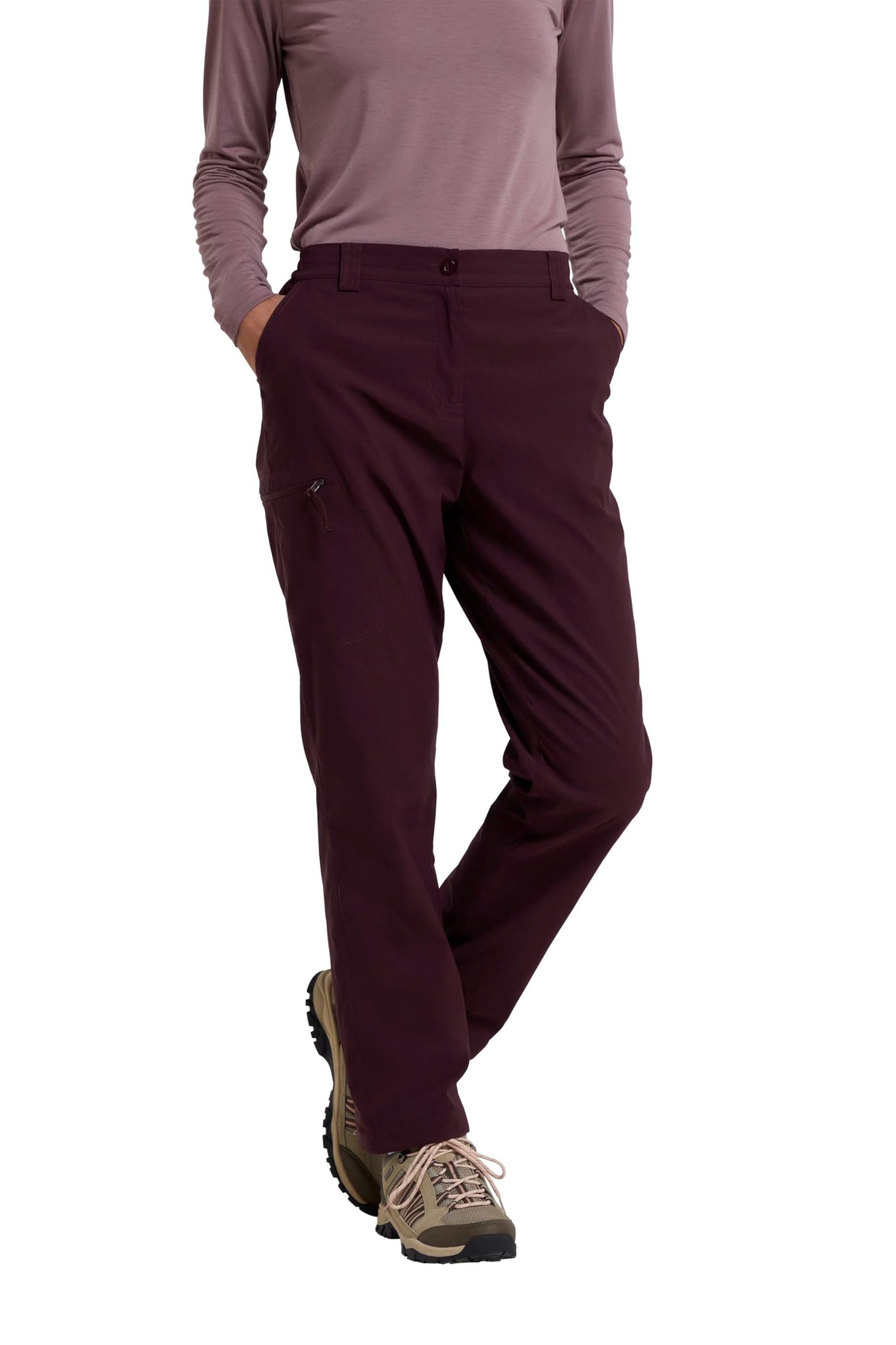 Mountain Warehouse Women's Burgundy Winter Hiker Stretch Trousers - Stretchy & Quick Dry Bottoms With Lots Of Pockets - Autumn Winter, Walking, Hiking, Outdoors & Trekking Size 6 Short