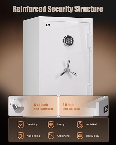 Miniatura 5 de TIGERKING Caja fuerte de seguridad blanca grande (8.78 pies cúbicos)  Resistente al fuego y al agua  Resistente al suelo  Construcción de acero