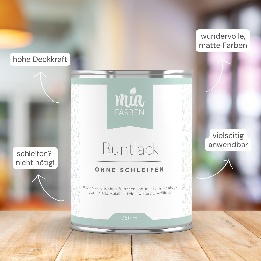 Buntlack ohne schleifen 750ml, Möbelfarbe, Möbellack für Holz, Metall, Kunststoff (Traumhaftes Weiss)