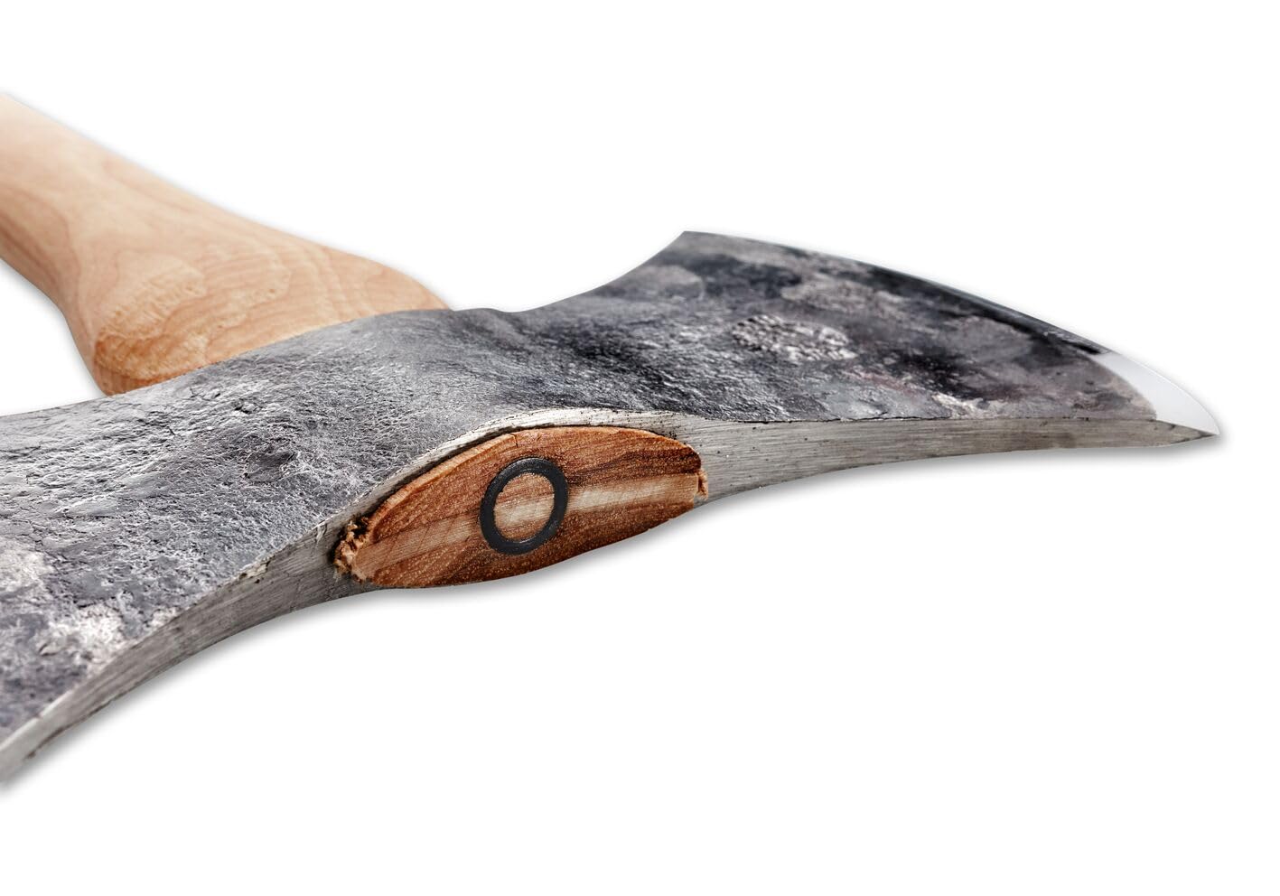 Handgeschmiedete Wurfaxt WETTERHALL 810mm I Hultafors I Geschmiedet in Schweden I 2280g DoppelaAxt mit Hickory Holzstiel I Nachschleifbar I Inkl. Leder-Klingenschutz I 841750
