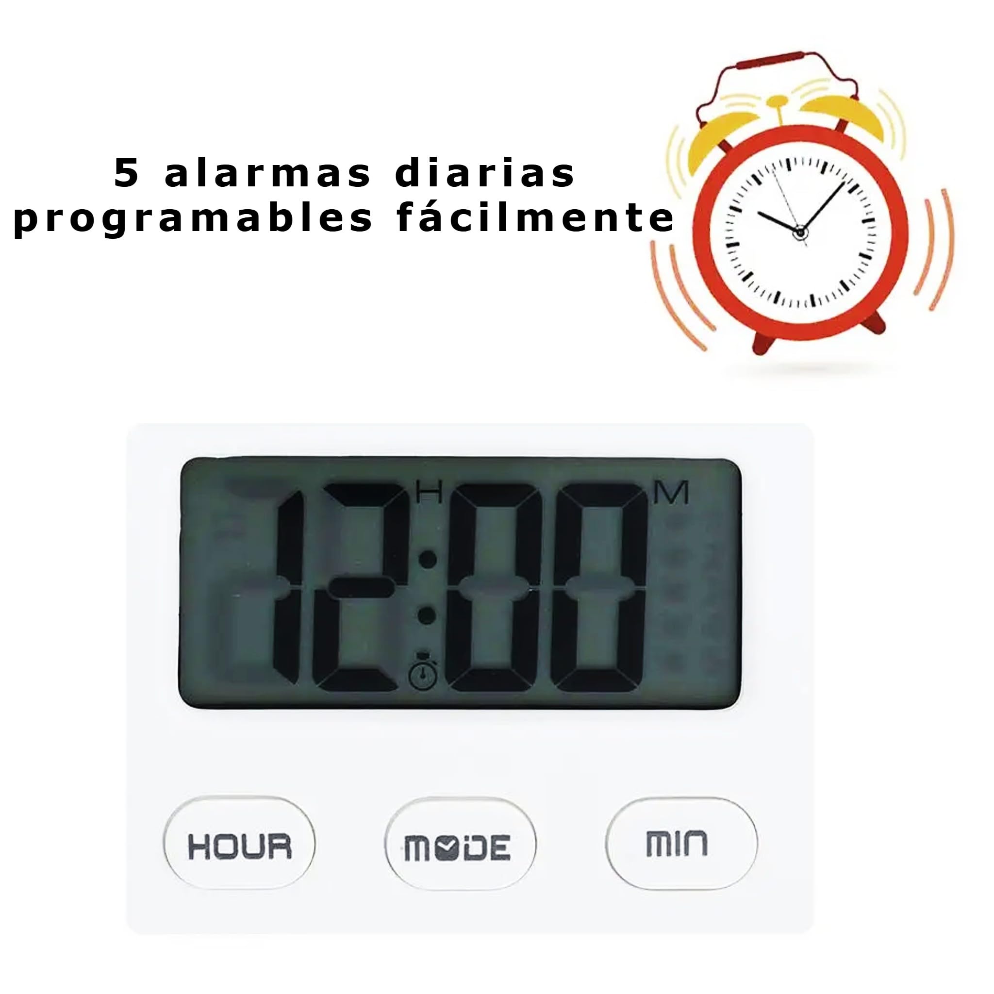 Bricoloco Pastillero diario pequeño, inteligente y electrónico de 4 compartimentos, con 5 alarmas programables con sonido y vibración. (6)