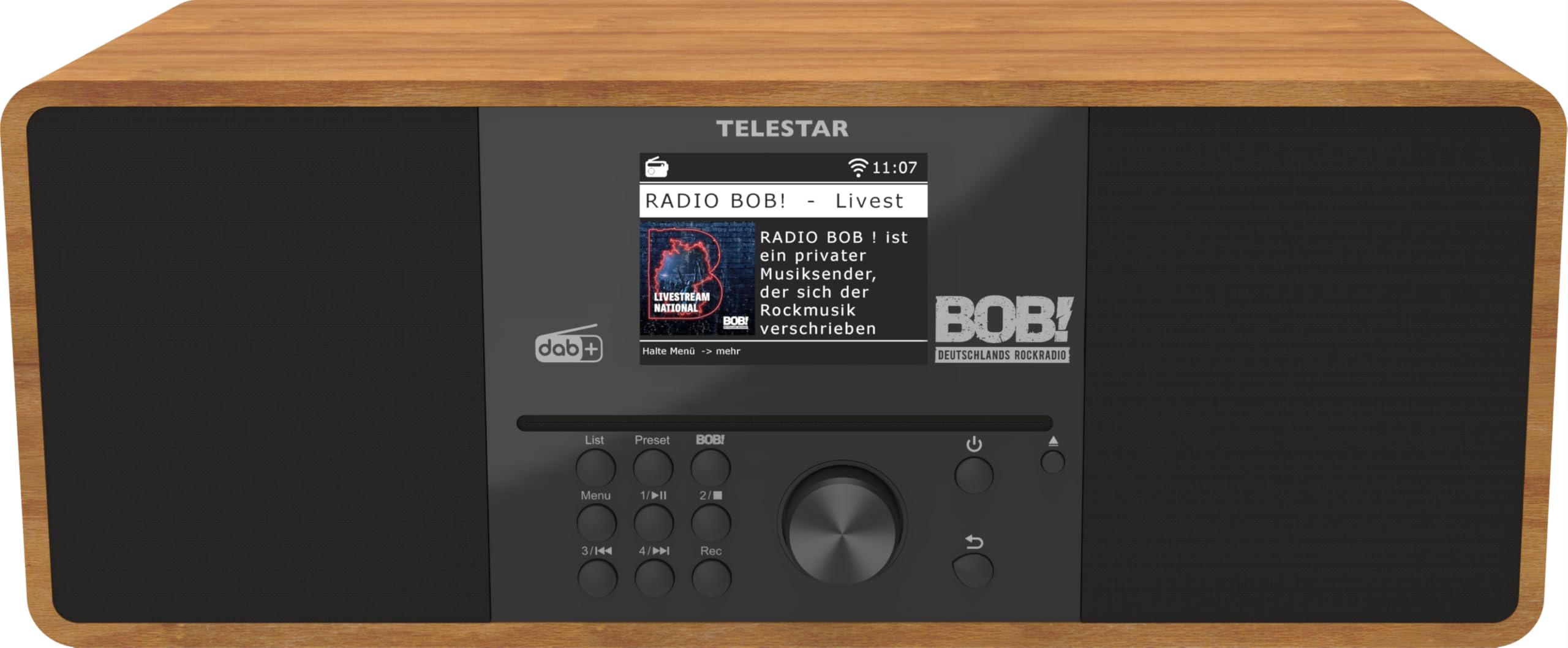 TELESTAR Bobs Rock Radio 2.0 - Dab+/Radio Internet avec Lecteur CD (Radio BOB! Émetteur préinstallé, stéréo, 2 × 15 W, Services de Streaming, Streaming Audio Bluetooth et Fonction d'émission, USB