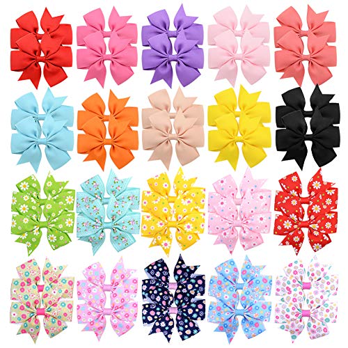 Choicbaby 40pcs Baby Girls Grosgrain Ribbon Pinwheel Hair Bows Alligator Clips Hair Pins Barrettes for Toddler Infants Newborn