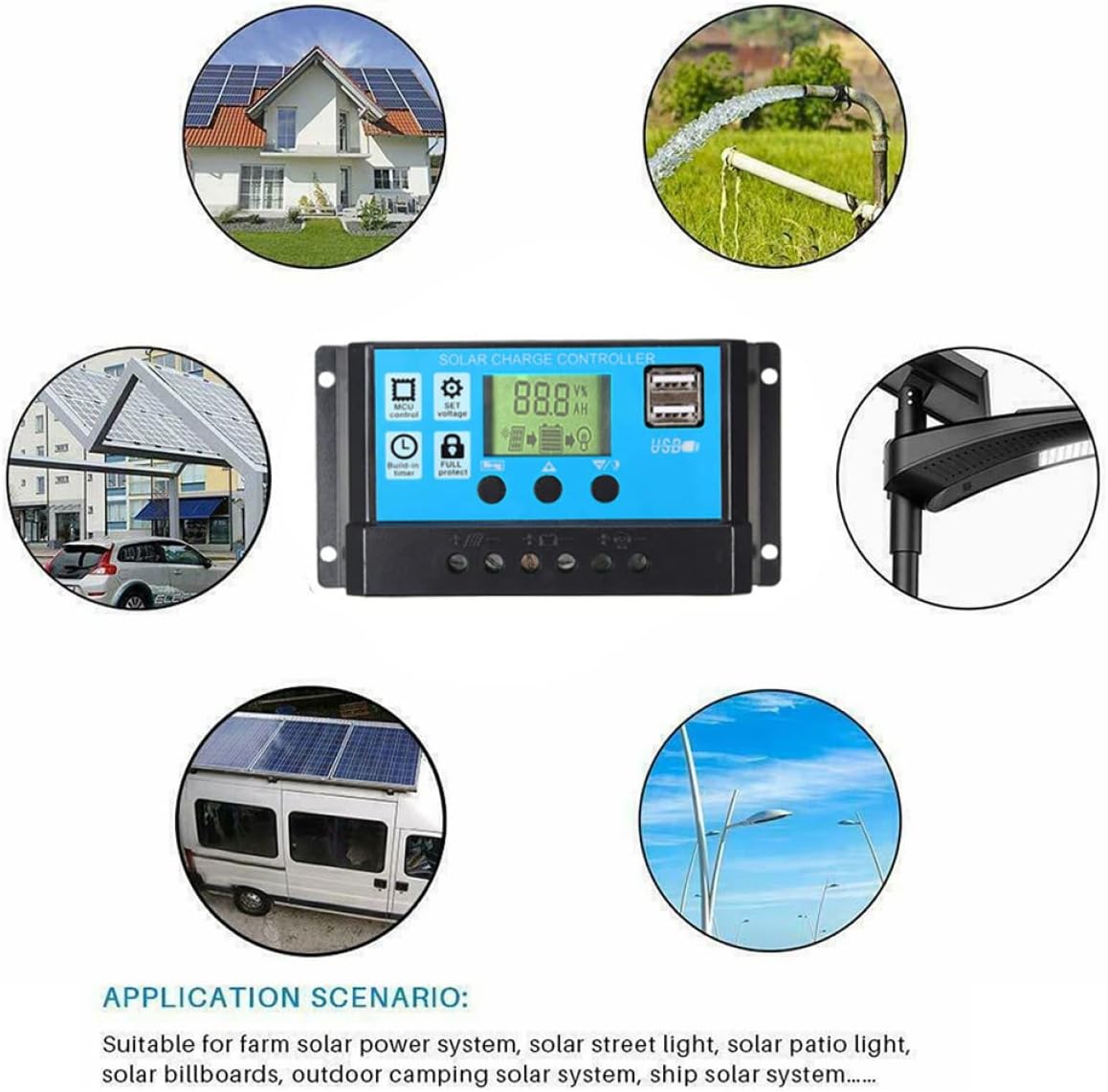 1 Set Solar Panel Charge Controller Kit Dual USB Ports for Yachts Flexible Solar Panel Controller Portable for Boats and Rvs