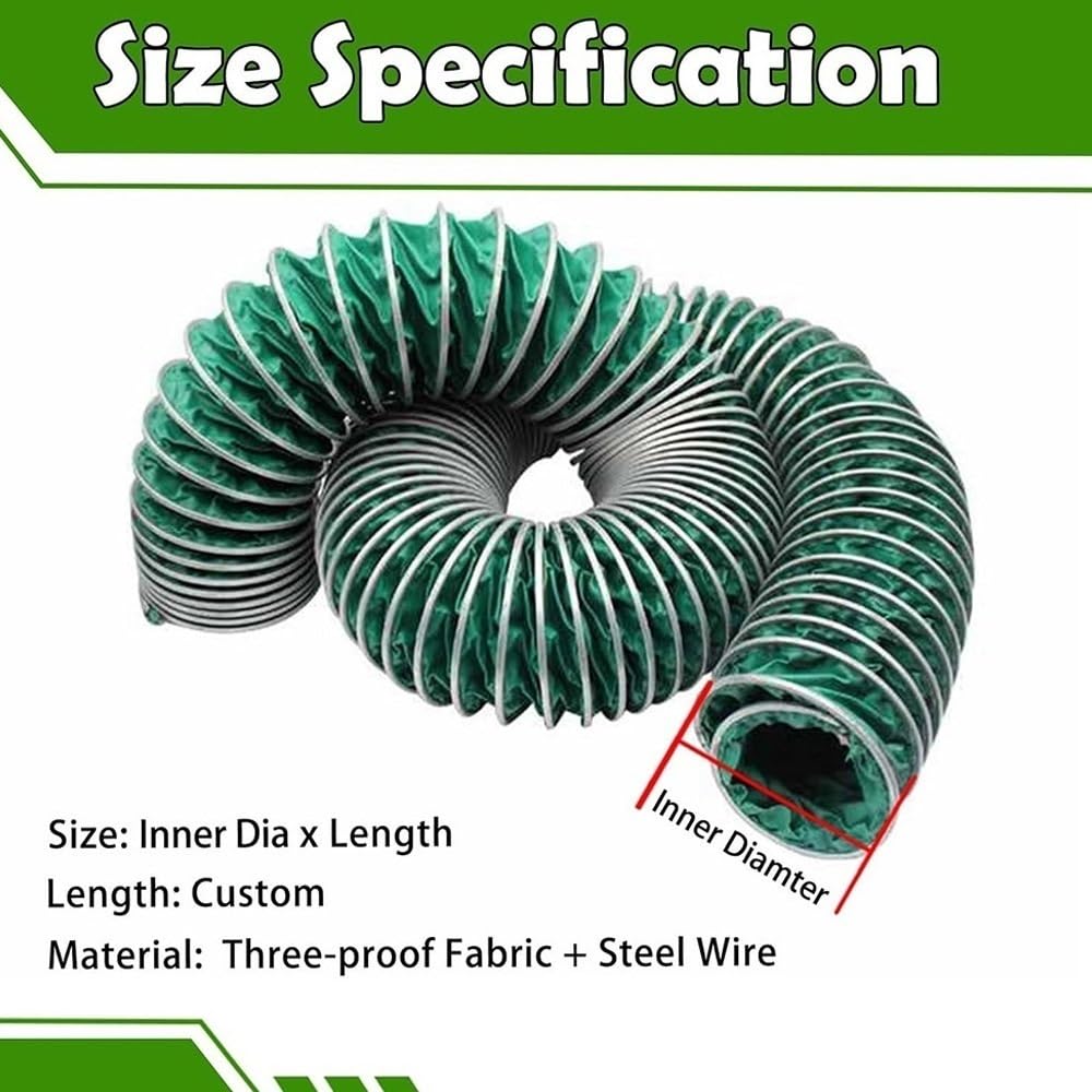 Tubo Flessibile per condotti HVAC da 10 a 60 cm - Condotto d'Aria ignifugo per sfiato asciugatrice e Ventilatore di Scarico, 1 m/3,3 Piedi, Perfetto per Uso Domestico e Commerciale.