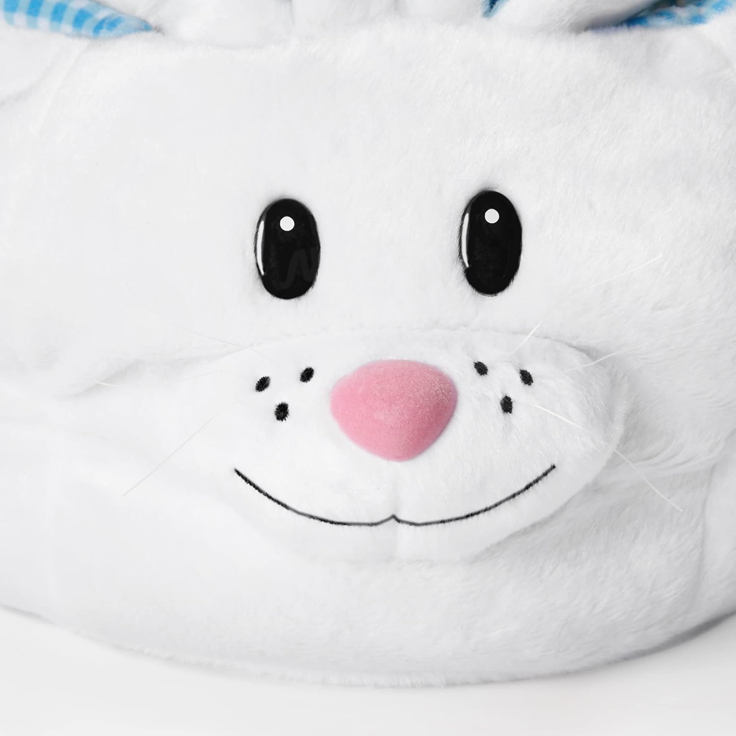 Let's Make Memories Personalized Easter Basket for Kids - Custom - For Boys and Girls - Fillable - With Optional Easter Basket Stuffers - Plush Bunny with Blue Gingham Ears
