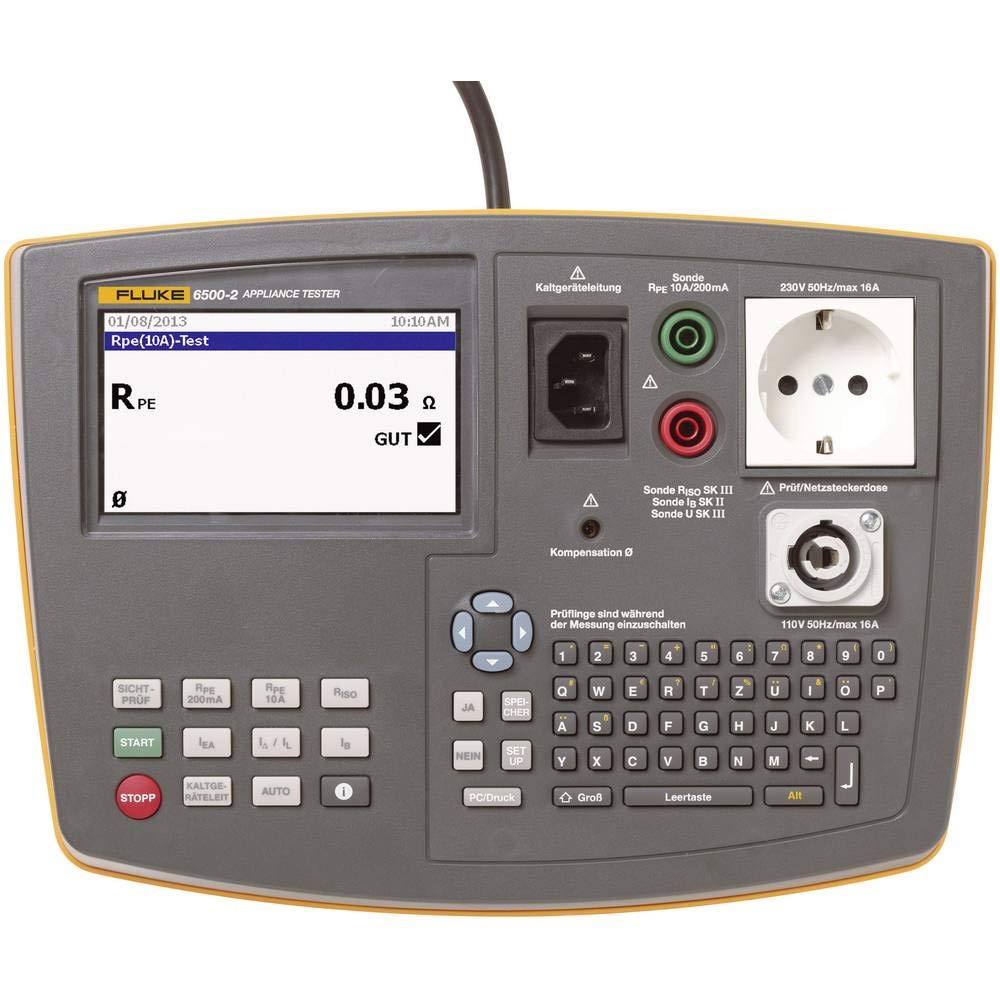 Fluke 6500?2 4325041 Installationstester - Tragbarer Ger?tetester - Vde 0701/0702 - Din En 50678/50699 - Display - Usb - 1 St?ck - Gelb/schwarz (4325