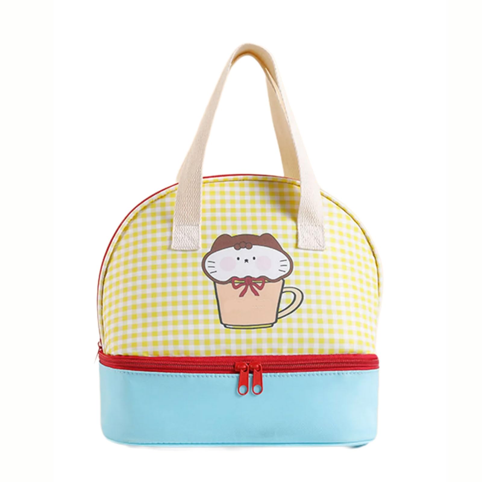 KMGDM Cartoon Cats Lunch Bag with 2 Main Compartments Thermal Coolers Case Insulated Coolers Box