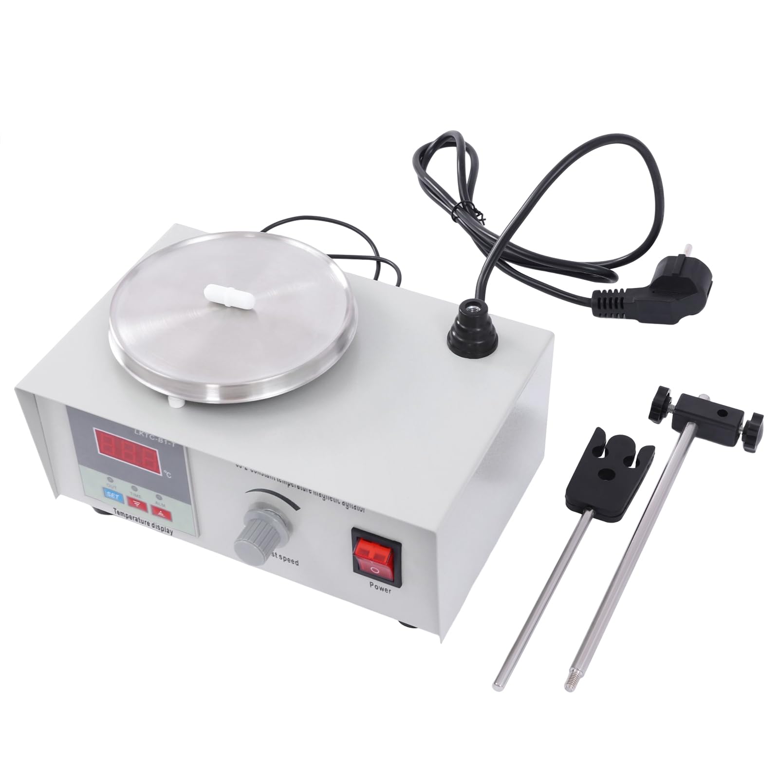 Agitador magnético con varillas magnéticas, placa calefactora 250 W, 2000 ml, 2000 rpm, con indicador digital de temperatura y ajuste de velocidad, agitador magnético para laboratorio