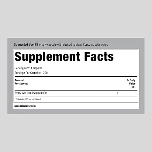 Miniatura 2 de Piping Rock - Cápsulas vacías tamaño 000  200 unidades  Cápsulas de gelatina  Sin gluten, sin OMG