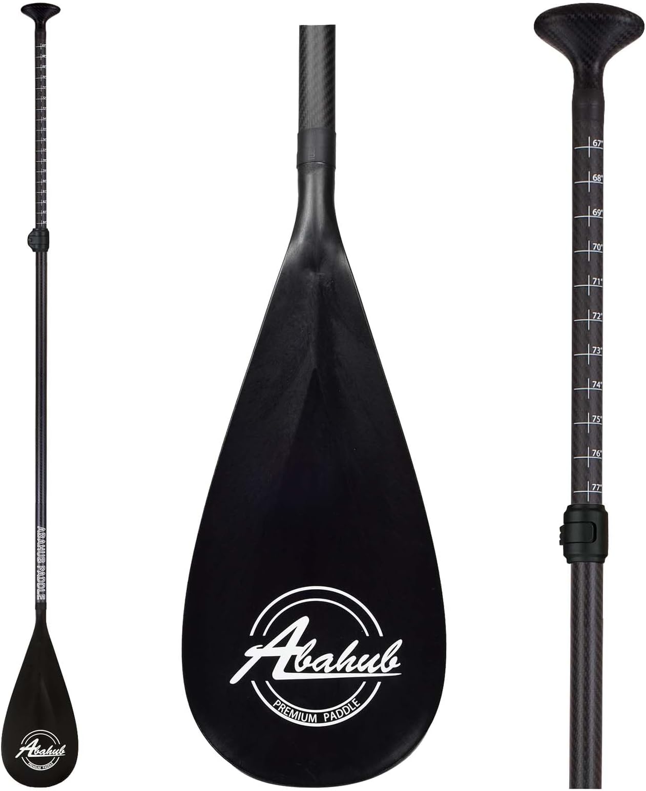 Carbon SUP Paddles, 1 x 3 Section Adjustable 67" - 86" Carbon Fiber Shaft, Lightweight Stand-up Paddle Oars for Paddleboards, with a Carrying Bag