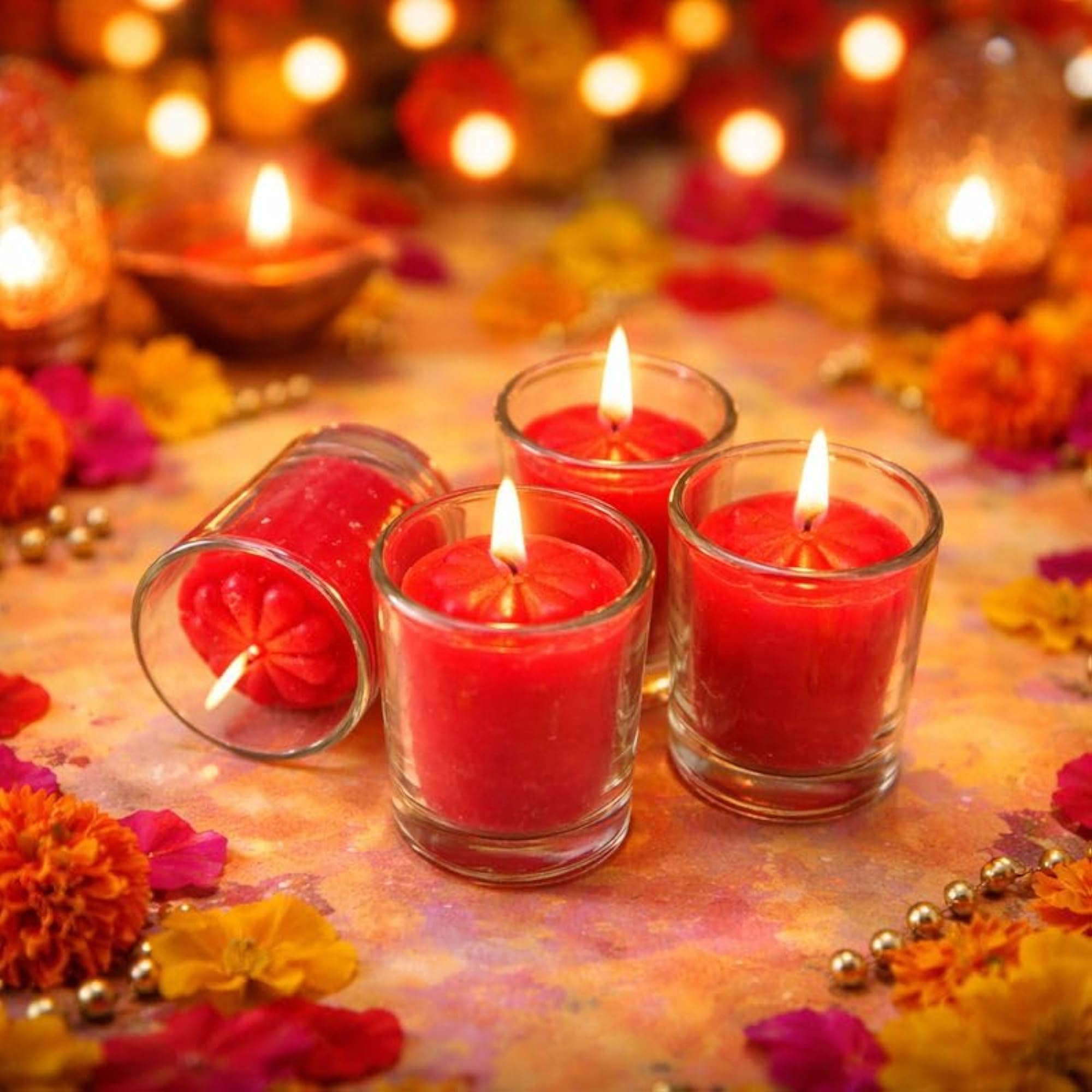Luxury Decorative Flower Candles Gift Pack of 4, Handcrafted