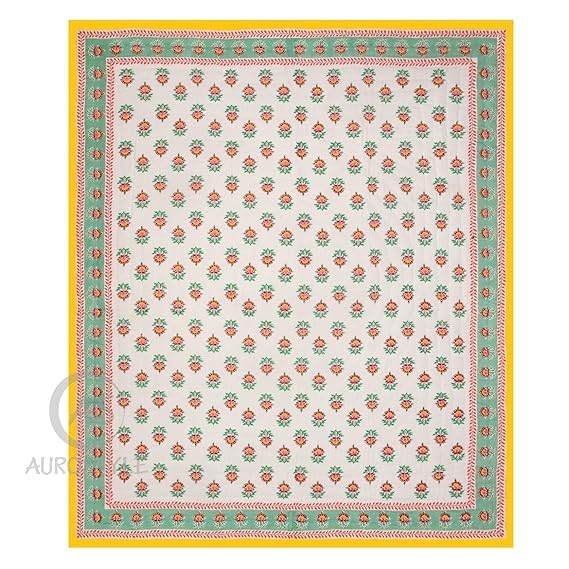 Image of EMIOUR 400 TC Pure Cotton Soft Jaipuri AC Quilt /Razai /Rajai Floral Print,Jaipuri razai Double Bed for Winter Printed (Multicolor, Double Bed, 90 x 105 inch) (Design 3, Double Bed)