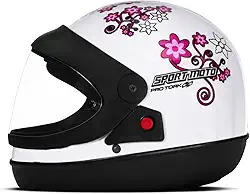 Pro Tork Capacete Sport Moto For Girls 58 Branco/Rosa