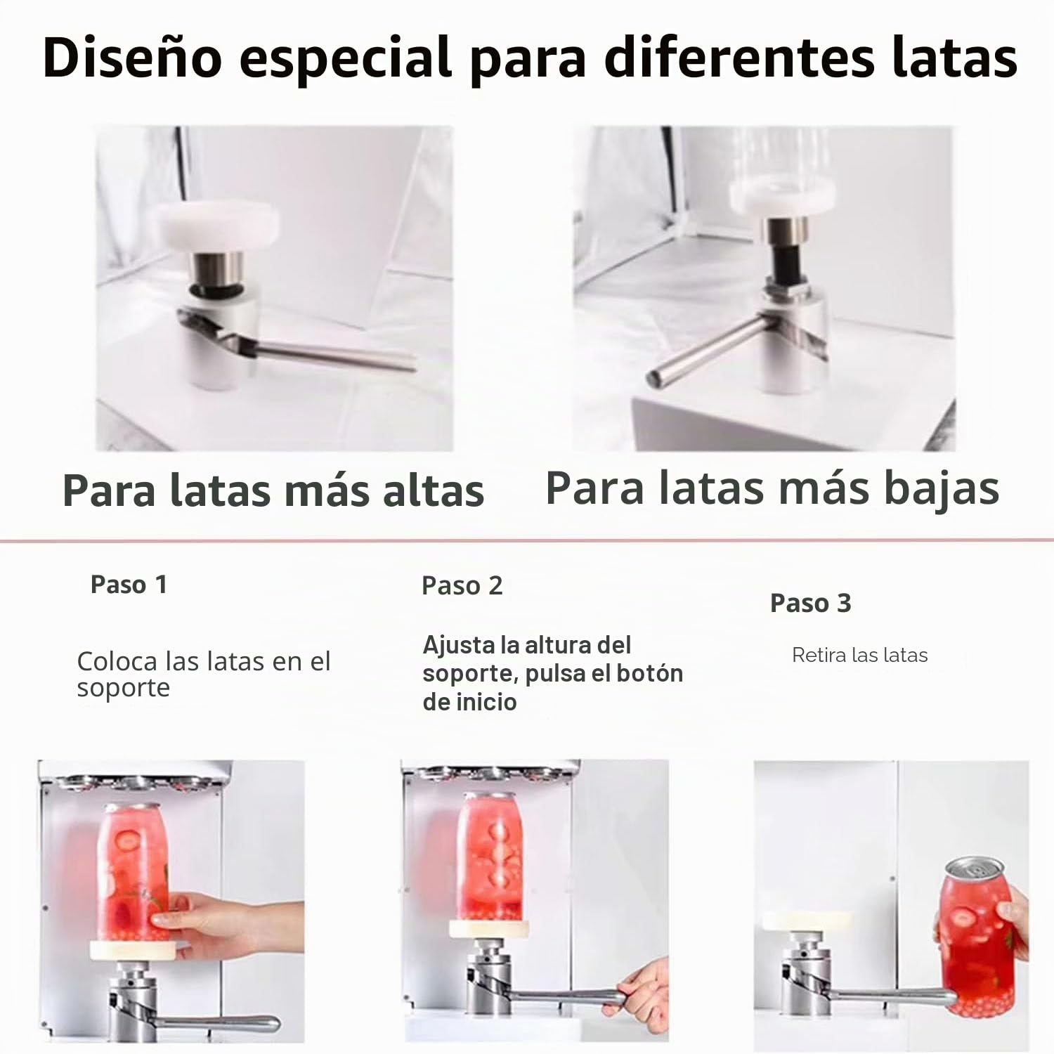 Máquina automática de Sellado de latas, sellador de Vasos eléctrico de 180 W, máquina de Cierre de latas con Panel de Control Inteligente para sellar Botellas de hasta 20 cm,Black