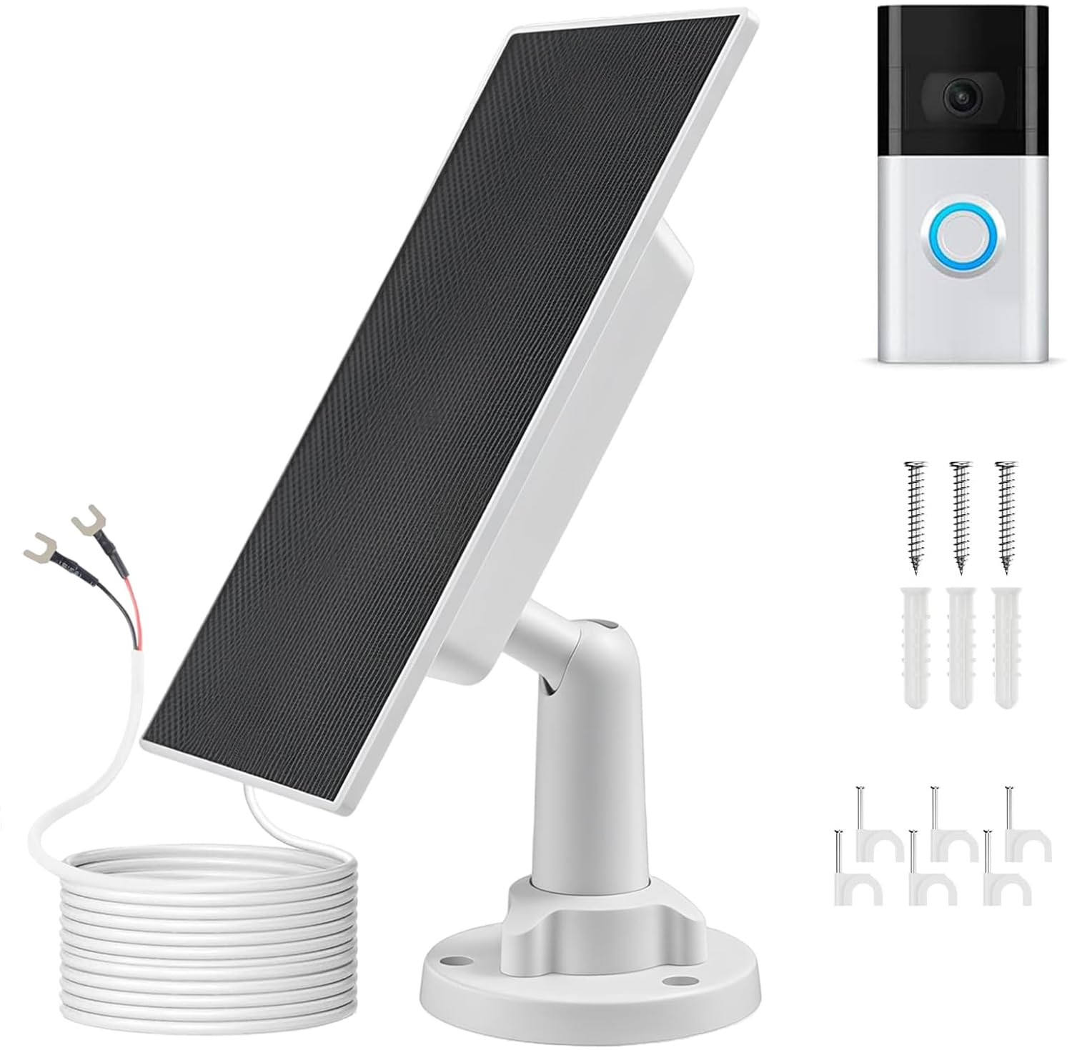 Photo 1 of ***UNKNOWN MISSING PIECES/ UNTESTED*** Solar Charger for Ring Doorbell with Built-in Energy Storage – Solar Panel Compatible with Ring Battery Doorbell Pro/ Plus and Video Doorbell 4/ 3 Plus/ 3, Weatherproof Continuous Charging